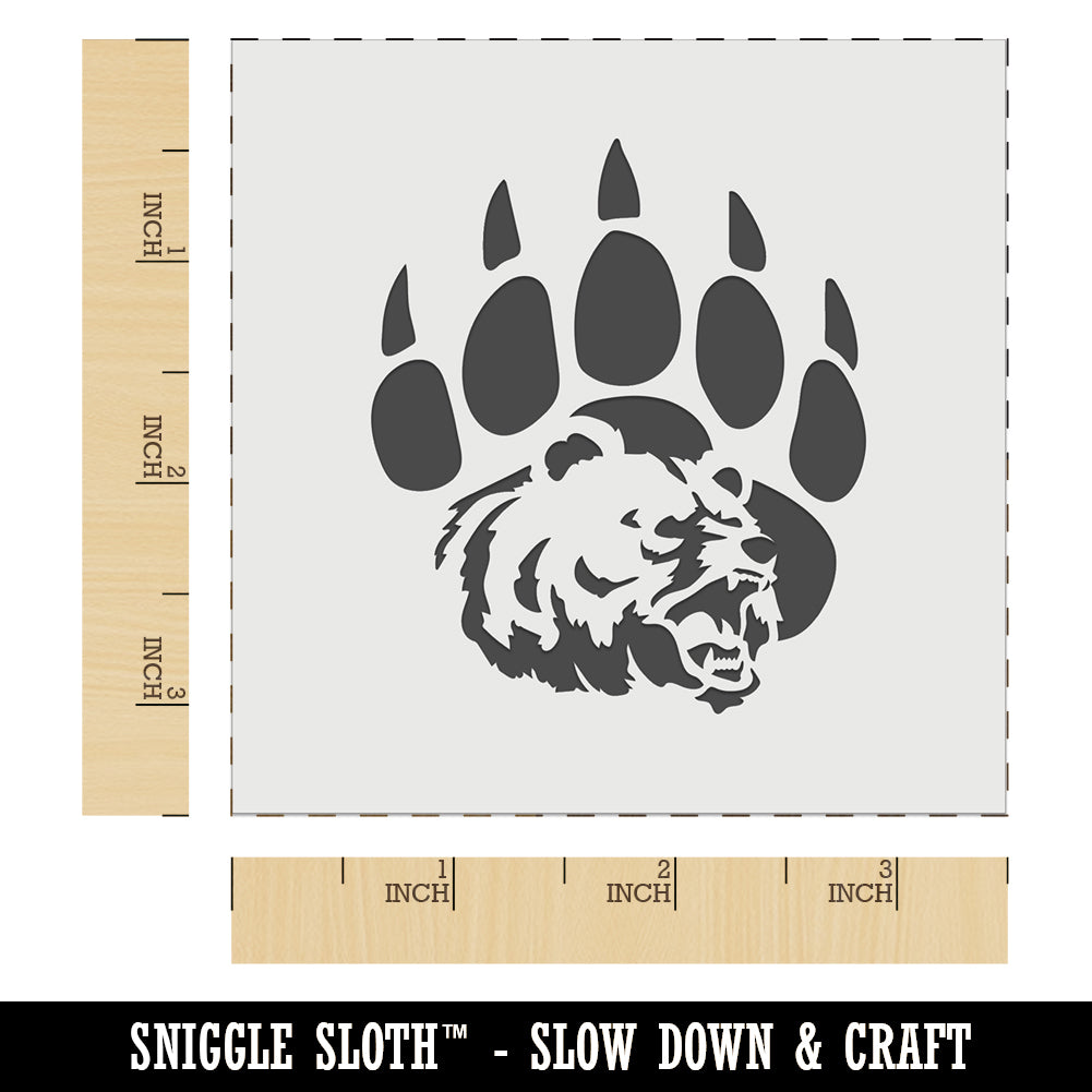 Grizzly Bear Head in Claw Paw Wall Cookie DIY Craft Reusable Stencil